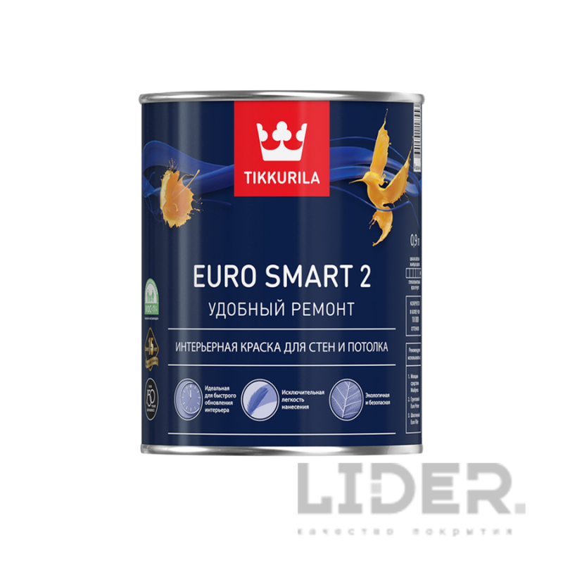 Краска EURO SMART 2 А, Тиккурила, 0,9L